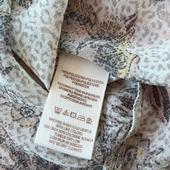 Free People Cream Tan Floral Ever After Blouse Medium Chiffon - Picture 10 of 10